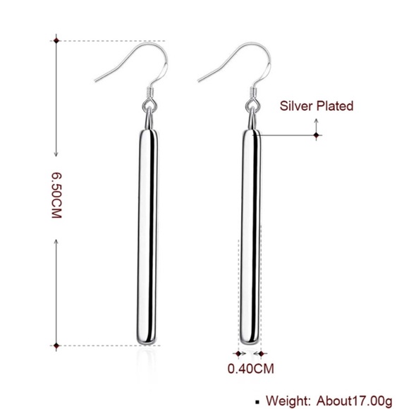 Silver Bar Earrings - Picture 2 of 3